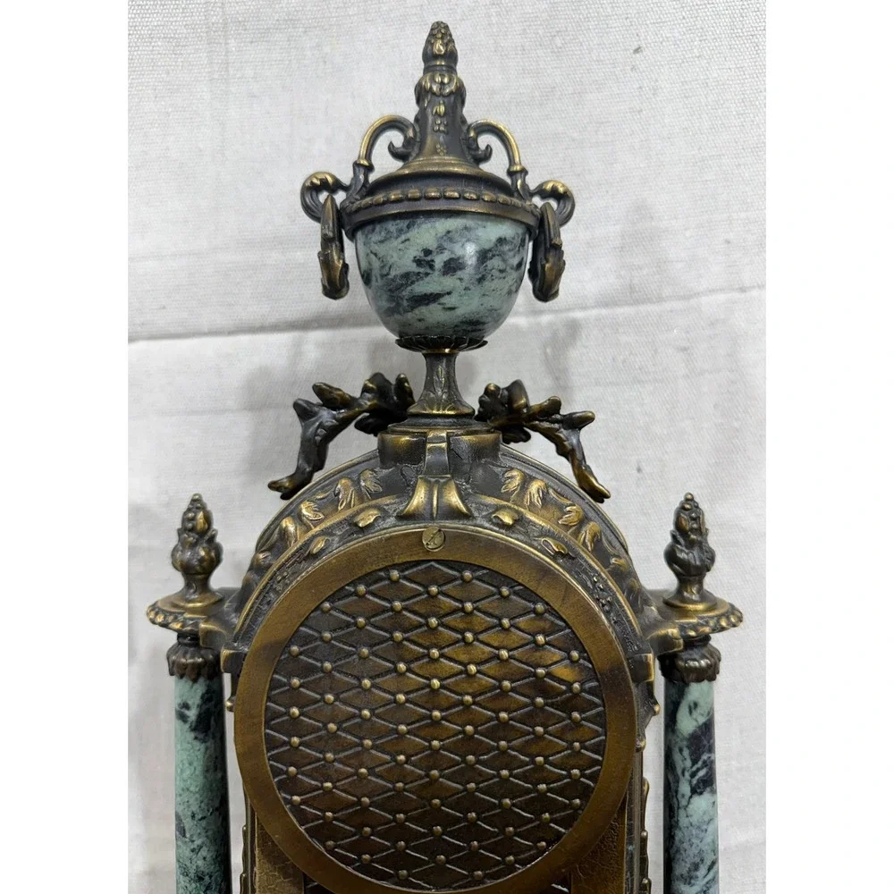 Franz Hermle Italian Green Marble Brass Mantel Clock 130-070 8 Day Movement